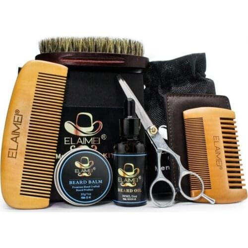 Beard Hair Care Set Beard Oil Comb Brush Whiskers Scissor Styling Tools Kit Easy to use One Set for Men