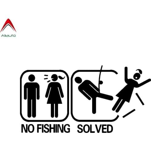 Aliauto Funny Caution Car Sticker No Fishing Solved Automobiles Motorcycles Accessories PVC Decal for Lada Renault,18cm*9.5cm