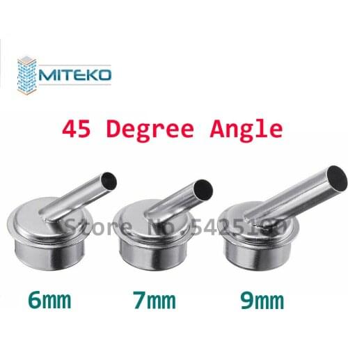 45 Degree Bent Curved Heat Nozzle 6mm 7mm 9mm Hot Air Gun Nozzles for QUICK 861DW Soldering Station