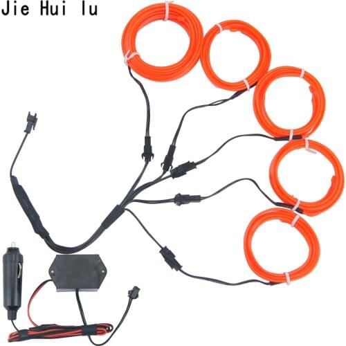 Neon Light Car Interior Decoration LED Lamp Flexible EL Wire Rope Tube LED Strips Controller Cold Light Pack of 5 Cigarette