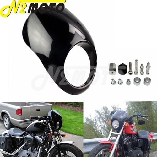Black 5.75" Front Headlight Fairing Motorcycle 5-3/4" Headlight Mask for Harley Sportster Dyna FXR FX XL FXD 1973-Up 39mm Fork
