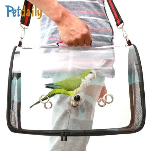 Portable Bird Carrier With Perch,Lightweight Large PVC Outside Small Bird Parrot Travel Bag/Backpack,Breathable Bird Travel Cage