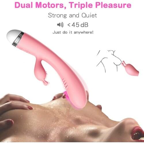 Rechargeable AV Vibrator Adult Frequency Conversion Female AV Rabbit Vibrator Dildo Anal Plug Fun Male Female Sex Toy Store