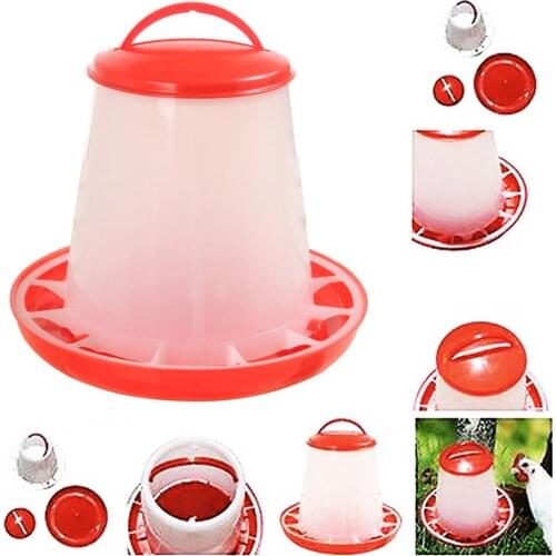 18.5x 18.5cm Chicken Feeder Bucket Tool Plastic Food Feeder Chicken Chick Hen Poultry Lid Handle Pail Feeding Watering Supplies