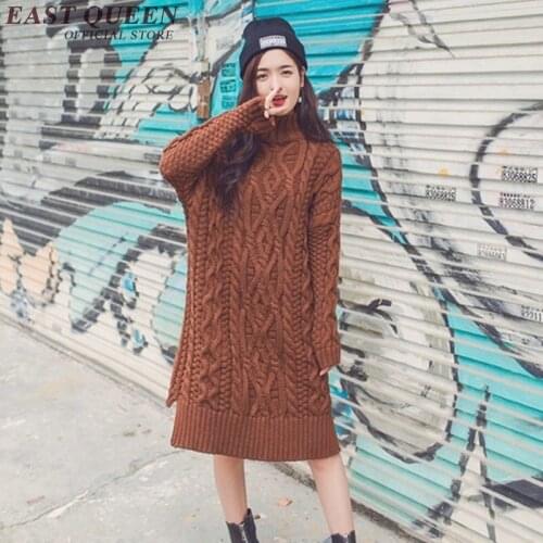 Sweater dress female winter ladies women long jumper warm knitted dresses Korean style winter dresses women 2018 KK1937 H