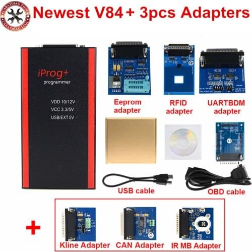 Iprog+ Pro V84 car key programmer support Airbag,carradio,dpf off,ECU,IMMO KEY, PINABS,PINCODE,ODO Adjust,ect with Full Adapters