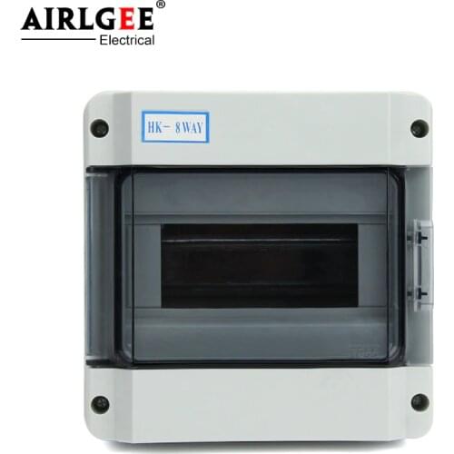 IP65 HK-8ways 8-way waterproof plastic power cord distribution box ABS/PC electrical circuit breaker engineering box
