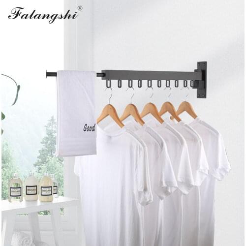 Black Folding Wall Hanger Retractable Clothes Drying Racks Hangers Storage Hotel Home Hangers for Clothes Organization WB3008-1