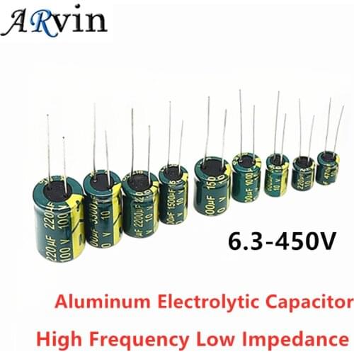 High Frequency Low ESR Aluminum Capacitor 20% 10V 16V 25V 35V 50V 400V 100UF 220UF 330UF 470UF 680UF 1000UF 1500UF 2200UF 3300UF