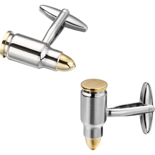 High quality mens wedding Cufflinks Gold and silvery bullet Cufflinks 5 pairs of packaging for sale