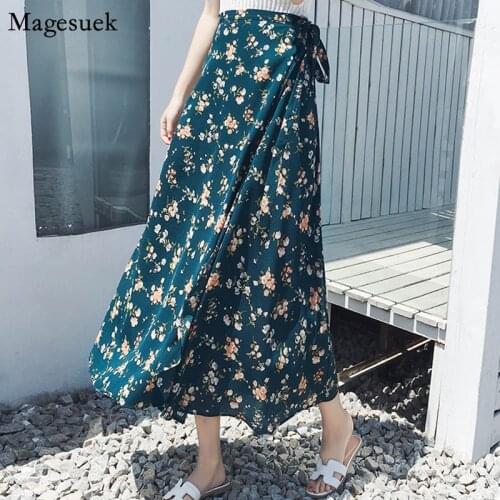 Retro Empire Women Skirt 2021 Autumn Prairie Chic Print Chiffon Skirt Women Elegant Floral Long Skirts Holiday Mujer Faldas 3041