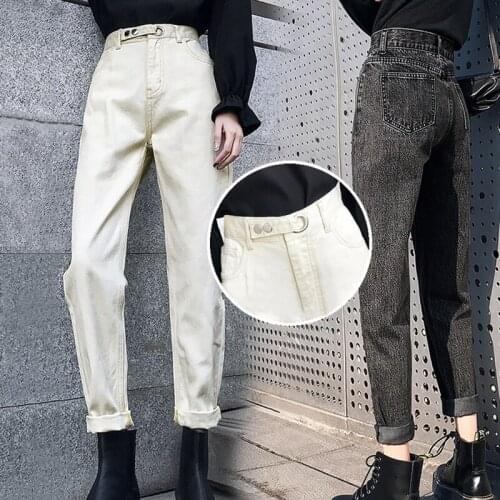 Bella philosophy 2020 spring Woman solid Jeans Casual Loose Spring Autumn High Waist denim Pants Vintage Radish Pants Female