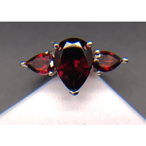 Natural gemstone garnet ring 925 sterling silver simple and Elegant design fashion jewelry for girl and lady daily wear