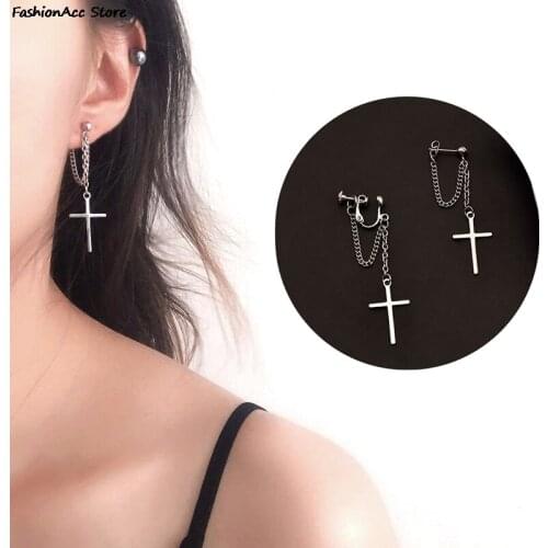 1pair Unisex Stainless Steel Crosses Earrings for Women Gothic Rock Style Jewelry Gift