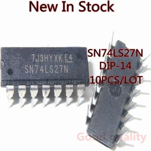 10PCS/LOT NEW SN74LS27N 74LS27 DIP-14 3-input tri- or non-gate chip