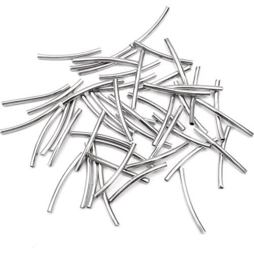200pcs 25x2mm White K Curved Tube Spacer Beads Connectors Jewelry Findings For Bracelets Necklace Diy Jewelry Making Accessories