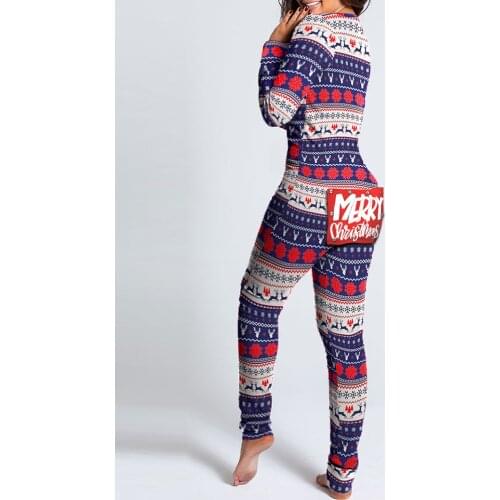 2020 Women Fashion Elegant Casual Christmas Letter Print Functional Buttoned Flap Adults Pajamas