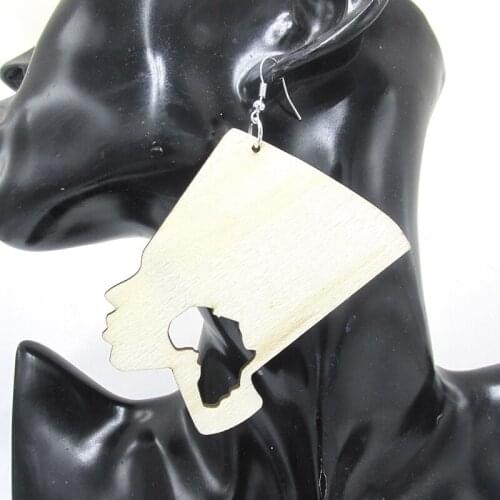 6pairs/lot Unfinished Queen Nefertiti Wood earrings