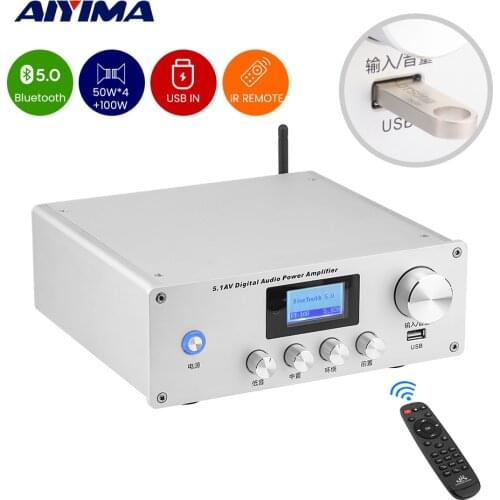 AIYIMA 400W 5.1 Home Theater AV Digtal Audio Power Amplifier Subwoofer DTS Decoder Amplifier USB Lossless Music Player