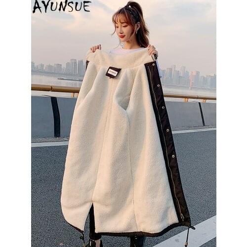 AYUNSUE Winter Jacket Women 2020 Coat Woman Aitificial Lambswool Down Cotton Jackets Female Safari Style Long Parkas Casaco