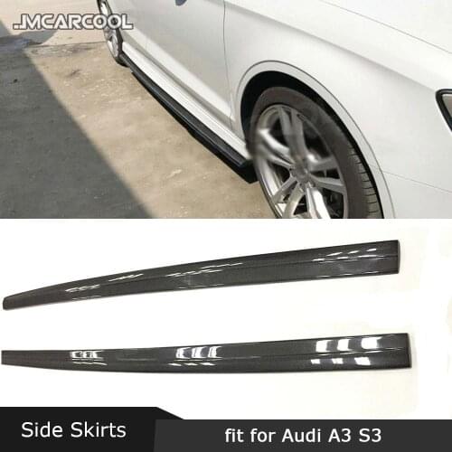 Carbon Fiber Side Skirts Bumper Kits for Audi A3 S3 RS3 4 door 2014 - 2018 side blade Door Aprons