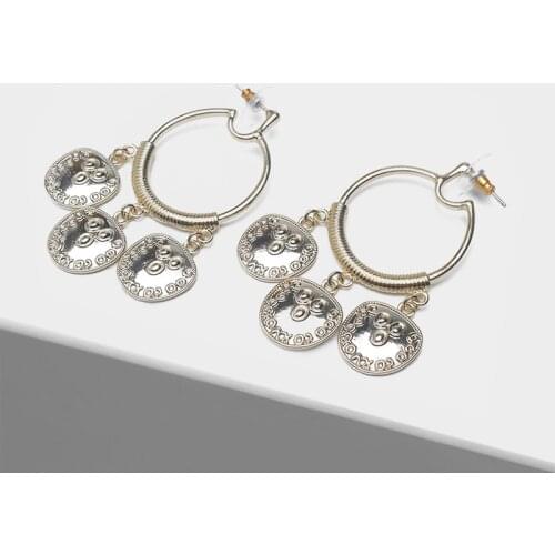 Amorita boutique Antique round design circle drop earrings