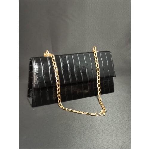 Black Kroko Fabric Chain Shoulder Bags Quality Product Easy To Clean Daily Suitable for Use All Seasons Use Luxury Designer Handbag Mini Day and Evening