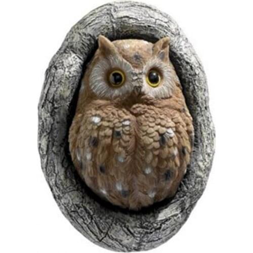 Tree Statue Eye-catching Fadeless Resin Vivid Appearance Owl Ornament for Garden