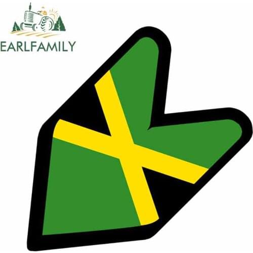 EARLFAMILY 13cm x 12.9cm Car Styling WAKABA JDM LEAF Jamaican Flag JDM Decal Badge Car Sticker Vinyl Car Accessories