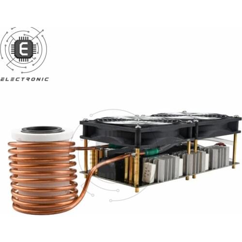 DC 12-48V 2500W ZVS Induction Heater PCB Board Module Flyback Driver Heater Cooling Fan Interface+ Coil