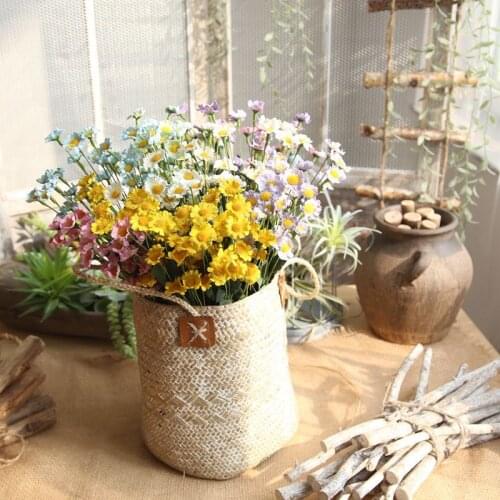 Artificial Flower Small Daisy Flower Bunch Home Wedding Party Garden Decoration Fake Flower DIY Flower Wall Photography Props