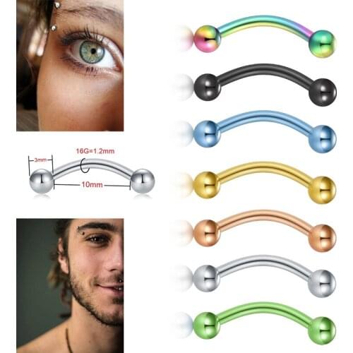14G 16G Eyebrow Rings Rook Daith Earrings Belly Lip Ring Cartilage Tragus Stainless Steel Internal Thread Barbell Body Piercing