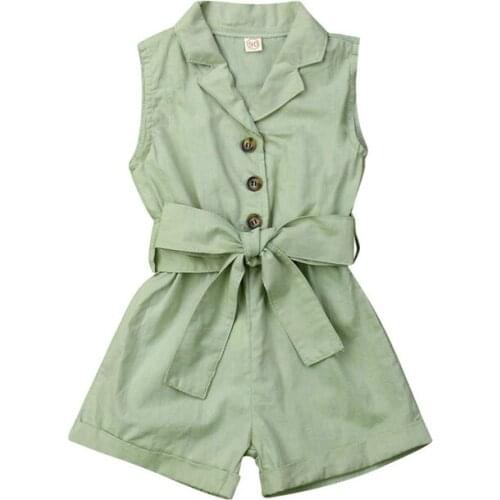 Cool Baby Girls 1-6Year Bow Knot Jumpsuits Fashion Summer Sleeveless Shirt Romper Infant Toddler Slim Loose Overalls Children OL