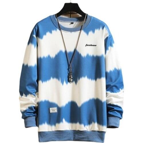 Men Fashion Two-color Hoodies Striped Hip Hop Loose Casual Mens Sweatshirts Punk Streetwear