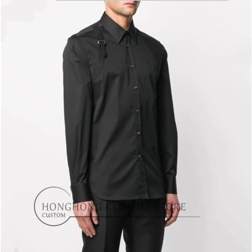 Custom mens shirts!Mens long sleeve loose personality shirt dark youth slim size shirt S-6XL