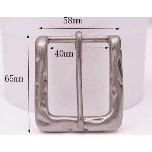 Mens Quality Heavy Solid Antique Silver Sturdy Prong Single Pin Metal Buckle Replacement For 40mm Strap 58*65MM
