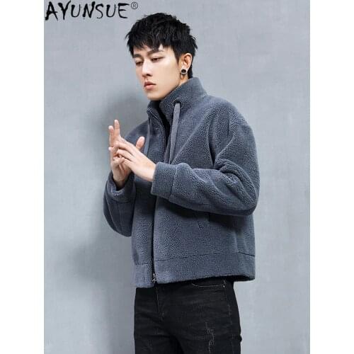 AYUNSUE Winter Jacket Men Clothing 100% Wool Fur Coat Korean Style Jackets for Mens 5XL Clothes Chaqueta De Los Hombres LXR831