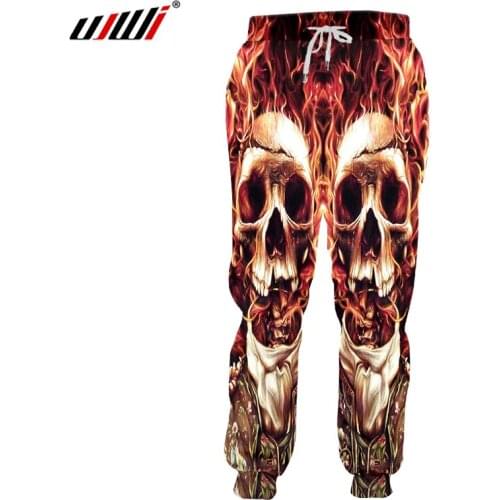 UJWI Joggers Pants Men 3D Flame Skull Trousers Animal Autumn Fall Winter Trousers Casual Unisex Pants Men Women Sweatpants