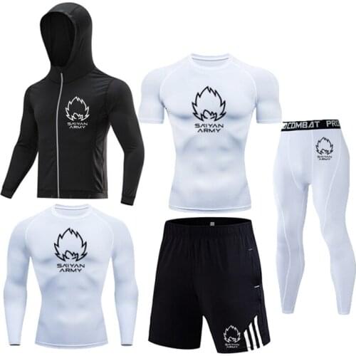Mens tights set Muscle Mens sportswear stretch T-shirt MMA basketball suit boxing suit jogging sportswear running tights