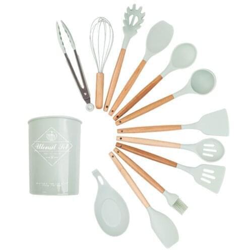 20pcs/Lot 9/10/12 Piece Kitchen Tool Set Premium Silicone Kitchen Utensils with Storage Box, Rotating Tongs, Spatula, Soup Spoon