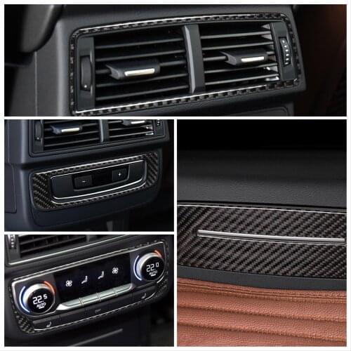 Carbon Fiber Rear Air-Conditioning Air Outlet Panel Sticker Accessories Interior Moulding for Audi Q7 SQ7 4M 2016 2017 2018 2019