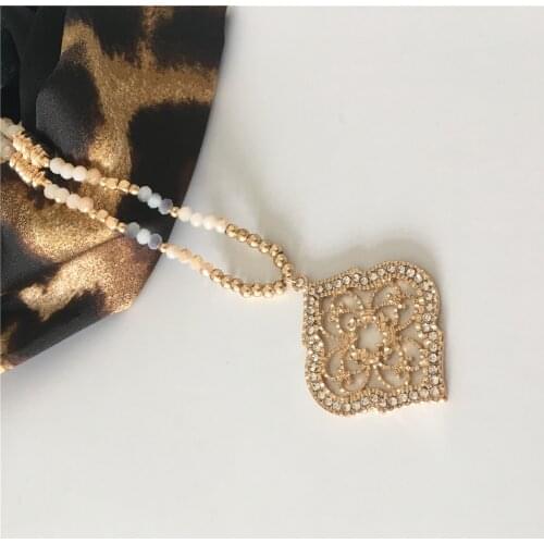 2019 New Filigree Morocco Teardrop Necklace for Women Trendy Geometric Statement gold color Long Necklace Jewelry Wholesale