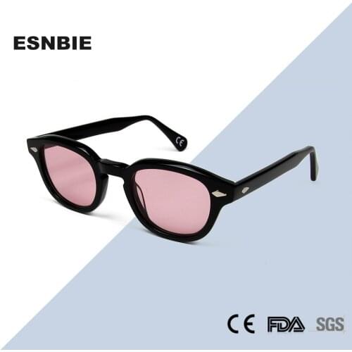 NEW Acetate Sunglasses Pink Brand Designer Round Sun Glasses For Women Men Vintage Trend Shades Glasses Occhiali Da Sole Donna