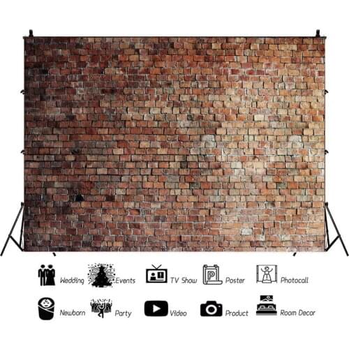 Retro Brown Old Simulation Brick Wall Portrait Photo Background Photographic Vinyl Backdrop Photocall Studio Booth Props