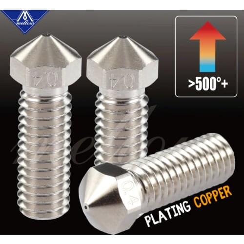 Mellow 3D Printer NF-V6 Plated Copper 0.4mm M6 Volcano Nozzle For E3D V6 Volcano J-head Hotend