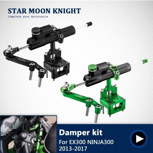 Ninja 300 EX 300 CNC Adjust Steering Damper Stabillizer Bracket Kit Set Mount For Kawasaki EX300 NINJA300 2013-2017 2016 2015