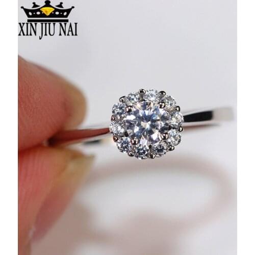 Super Flash Diamond Crystal Top Quality Wedding Bands 925 Silver Round Shape Ring Clear CZ Rings For Women Simple Ring Jewelry