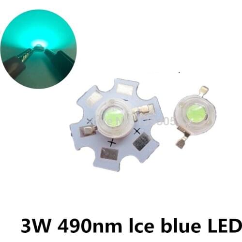 10 - 500pcs 3W High Power LED Lamp Ice blue 480nm 490nm 3.2-2.6v 700mA light-emitting