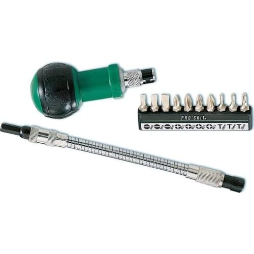 Proskit 1PK-201 Universal hose ratchet replacement screwdriver screwdriver set, flexible rotating screw