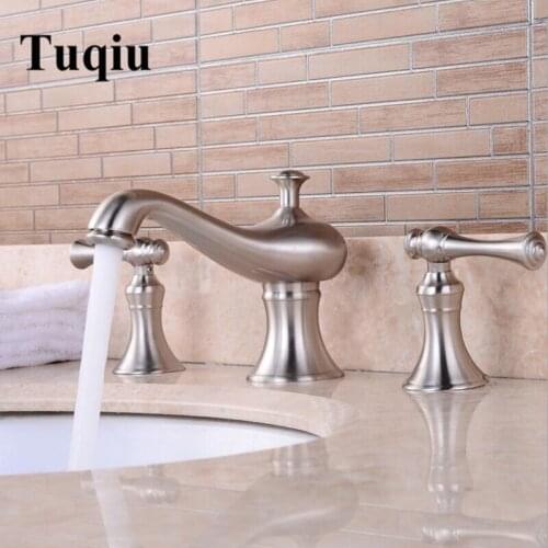 Vidric Basin Faucets Polished Nickel North American style Bathroom Sink Faucet widespread 3 Hole Bathroom basin Mixer